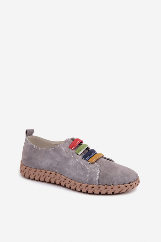 Leather Suede Women's Shoes Vinceza 95377 Gray