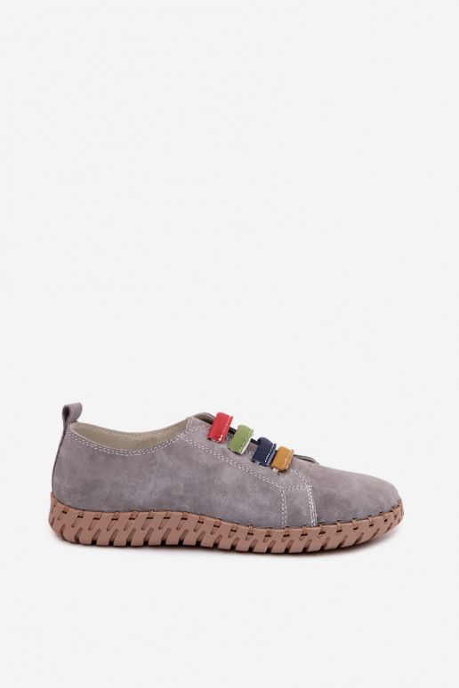 Leather Suede Women's Shoes Vinceza 95377 Gray