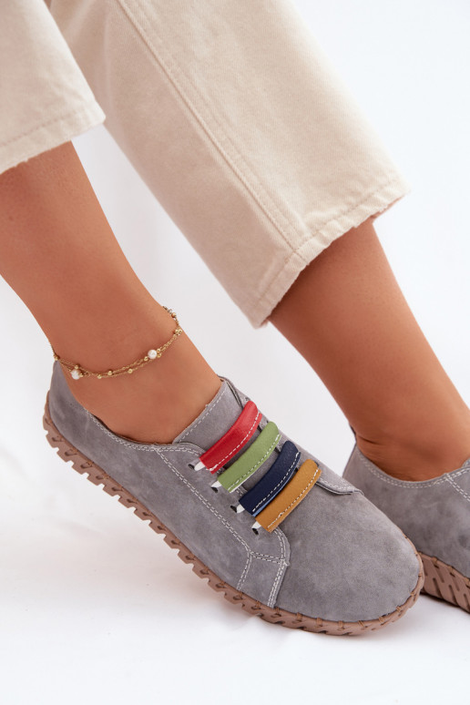 Leather Suede Women's Shoes Vinceza 95377 Gray