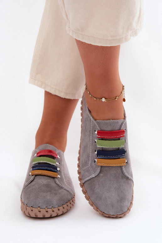 Leather Suede Women's Shoes Vinceza 95377 Gray