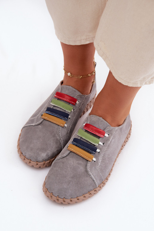 Leather Suede Women's Shoes Vinceza 95377 Gray