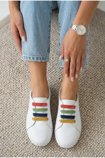 Leather Women's Loafers Vinceza 95376 White 2