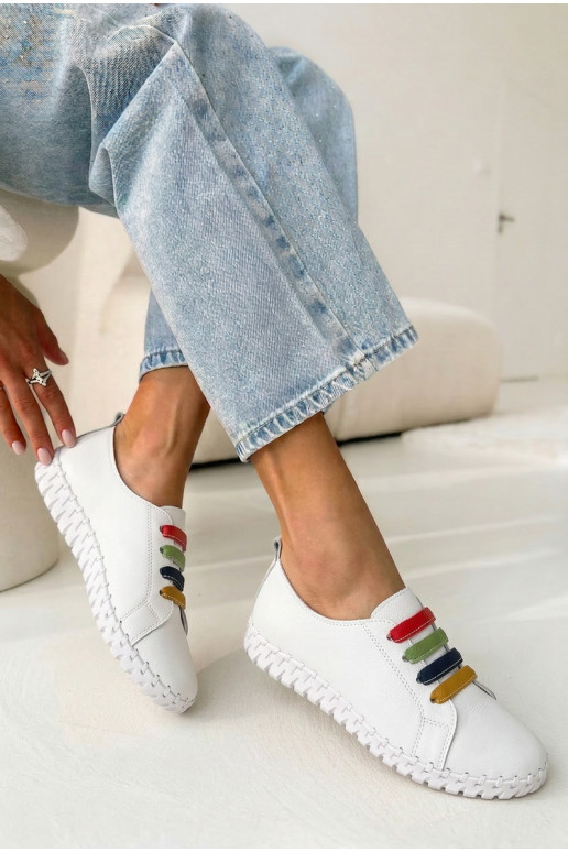 Leather Women's Loafers Vinceza 95376 White