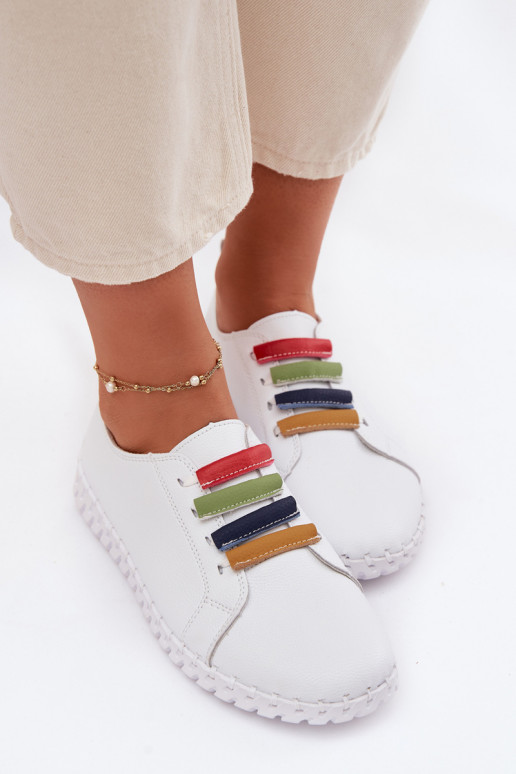 Skórzane Półbuty Damskie Vinceza 95376 Białe