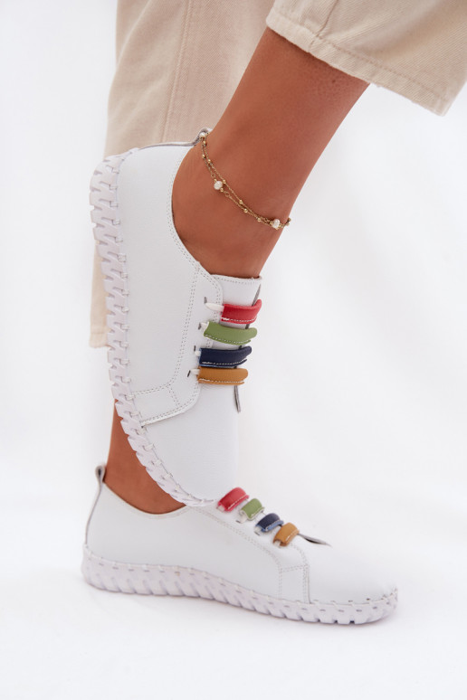 Leather Women's Loafers Vinceza 95376 White