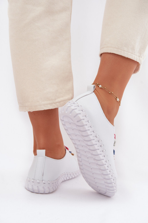 Leather Women's Loafers Vinceza 95376 White