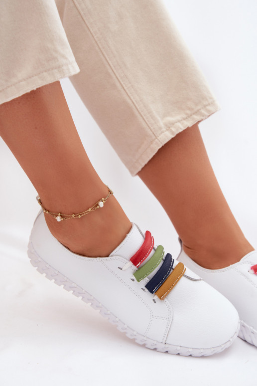 Leather Women's Loafers Vinceza 95376 White