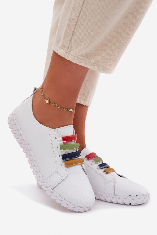 Leather Women's Loafers Vinceza 95376 White