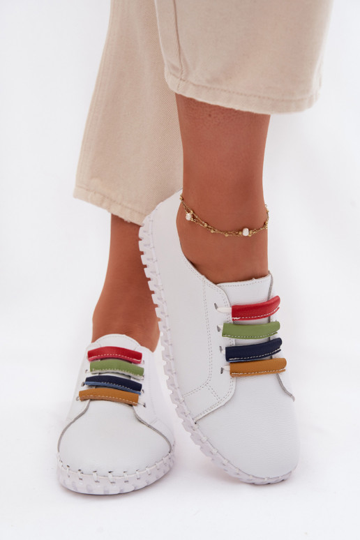 Leather Women's Loafers Vinceza 95376 White