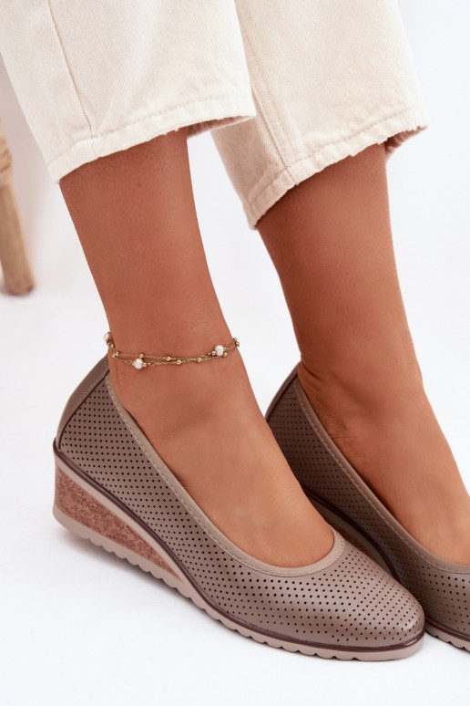 Women's Platform Shoes Vinceza 58629 Dark Beige