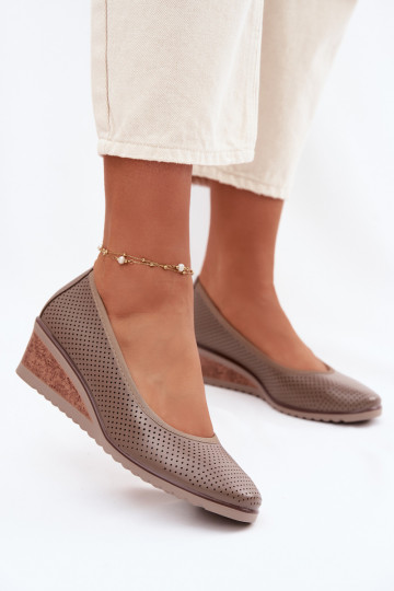 Women's Platform Shoes Vinceza 58629 Dark Beige 2