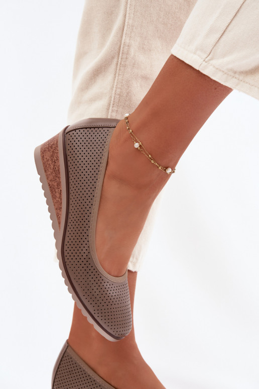 Women's Platform Shoes Vinceza 58629 Dark Beige