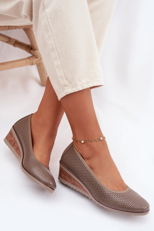 Women's Platform Shoes Vinceza 58629 Dark Beige