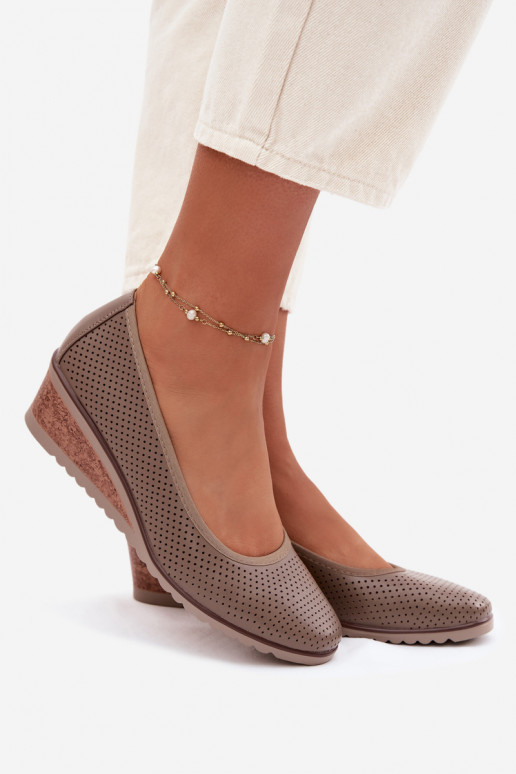 Women's Platform Shoes Vinceza 58629 Dark Beige