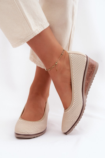 Women's Platform Shoes Vinceza 58629 Light Beige