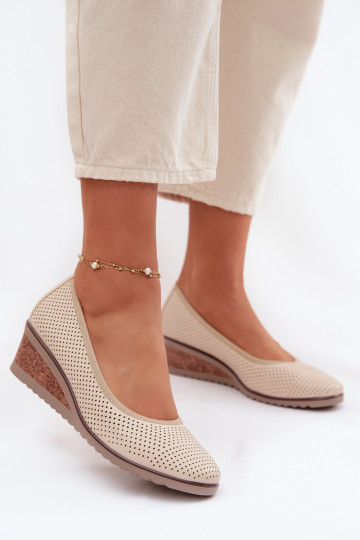 Women's Platform Shoes Vinceza 58629 Light Beige 2