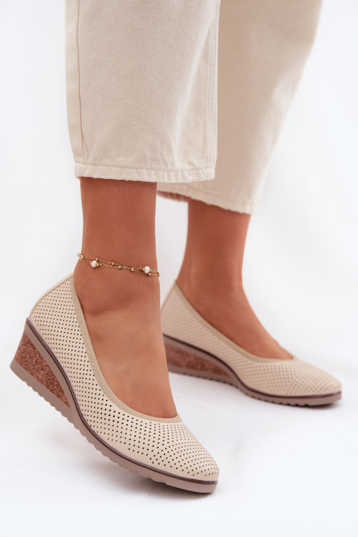 Women's Platform Shoes Vinceza 58629 Light Beige