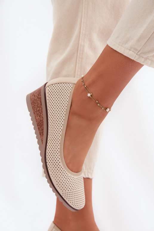 Women's Platform Shoes Vinceza 58629 Light Beige