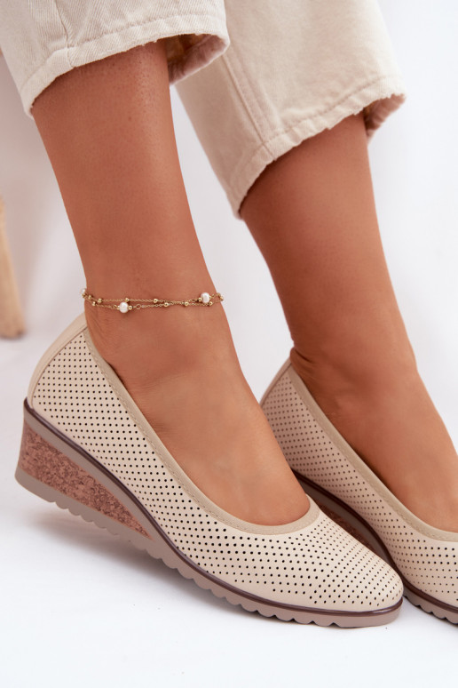 Women's Platform Shoes Vinceza 58629 Light Beige