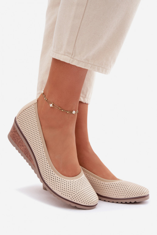 Women's Platform Shoes Vinceza 58629 Light Beige