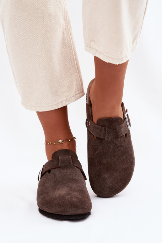 Women's Chodaki Vinceza 101332 Brown Suede Slides