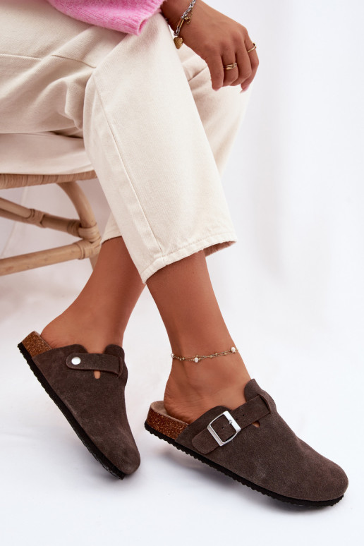 Women's Chodaki Vinceza 101332 Brown Suede Slides