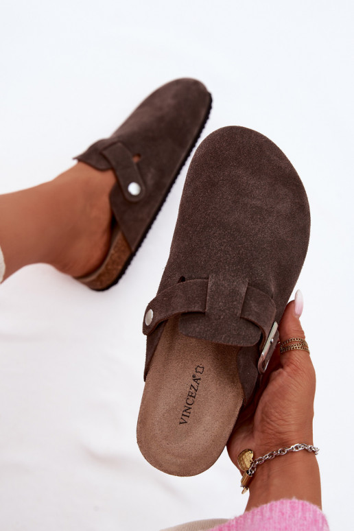 Women's Chodaki Vinceza 101332 Brown Suede Slides