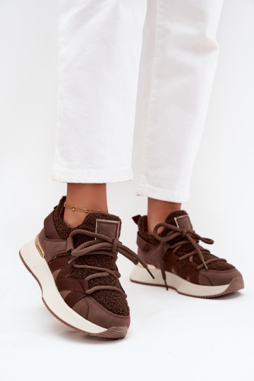 Insulated Women's Sneakers on Platform Brown Juvira 2