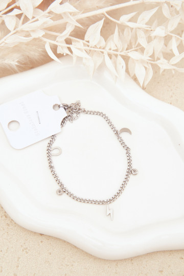 Silver Ankle Bracelet with Charms 2