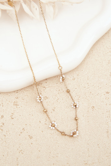 Necklace With Flowers Stainless Steel Gold