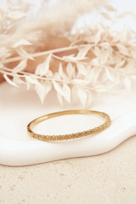 Women's Bracelet With Small Cubic Zirconia Stainless Steel Gold