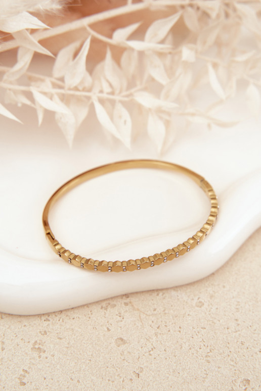 Women's Bracelet With Small Cubic Zirconia Stainless Steel Gold