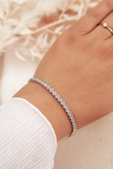 Women's Bracelet With Small Zirconia Stainless Steel Silver