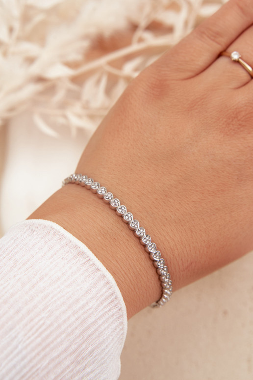 Women's Bracelet With Small Zirconia Stainless Steel Silver