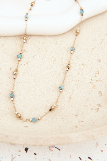 Women's Necklace with Turquoise Beads Gold 2