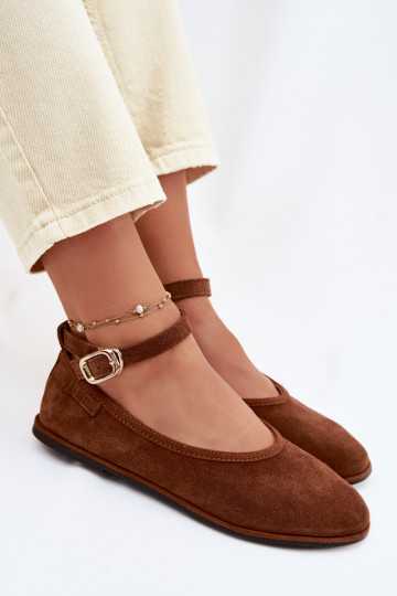 Big Star Camel Leather Ballerinas TT274211