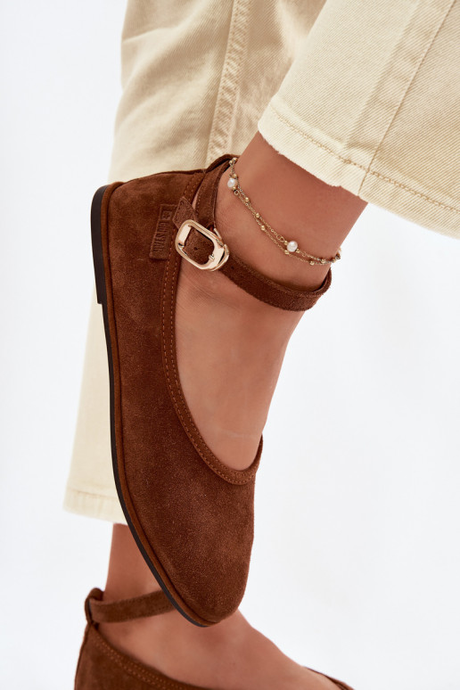 Big Star Camel Leather Ballerinas TT274211