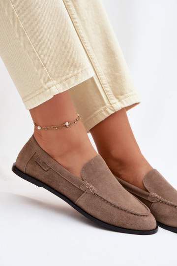 Women's Suede Moccasins Big Star TT274207 Beige