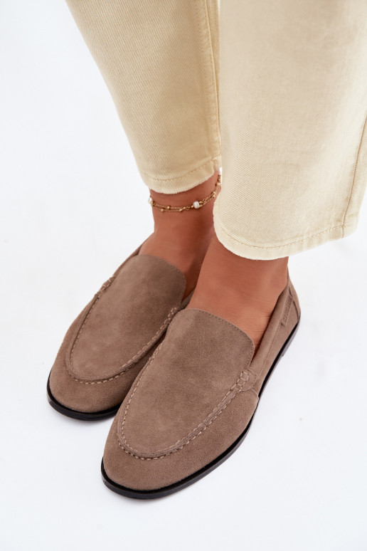 Women's Suede Moccasins Big Star TT274207 Beige