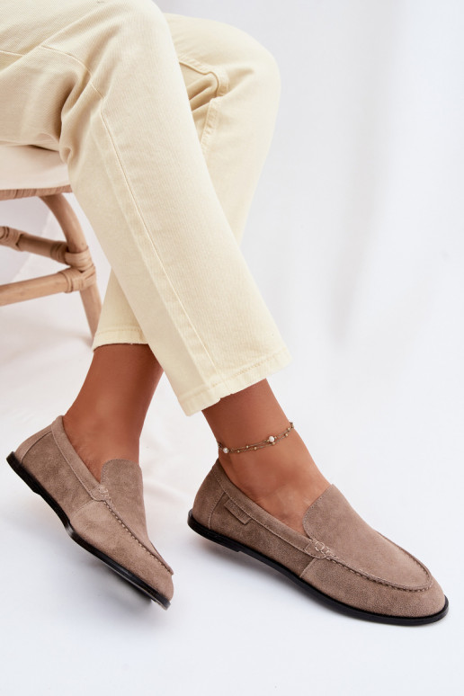 Women's Suede Moccasins Big Star TT274207 Beige