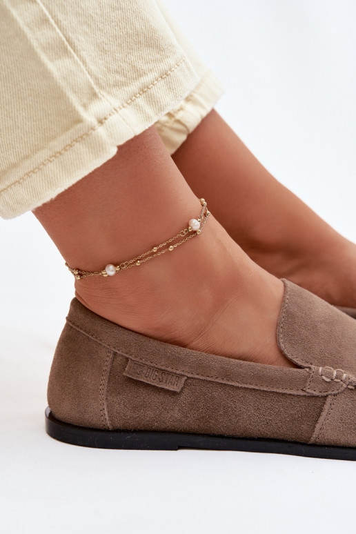 Women's Suede Moccasins Big Star TT274207 Beige