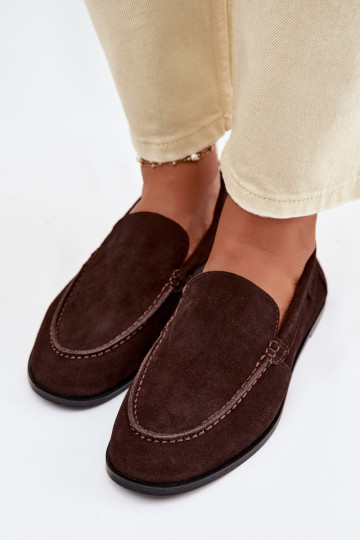 Women's Suede Moccasins Big Star TT274208 Chocolate