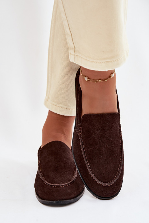 Women's Suede Moccasins Big Star TT274208 Chocolate