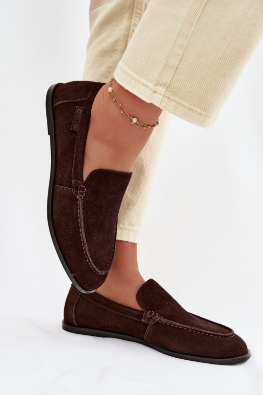 Women's Suede Moccasins Big Star TT274208 Chocolate