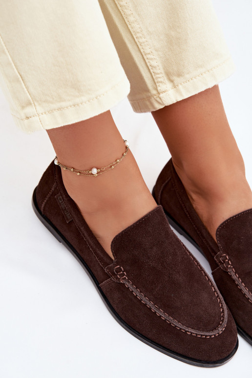 Women's Suede Moccasins Big Star TT274208 Chocolate