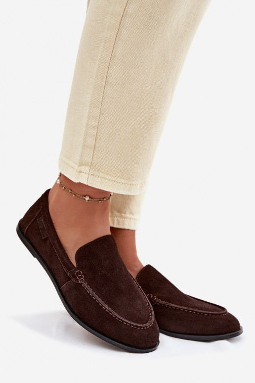 Women's Suede Moccasins Big Star TT274208 Chocolate