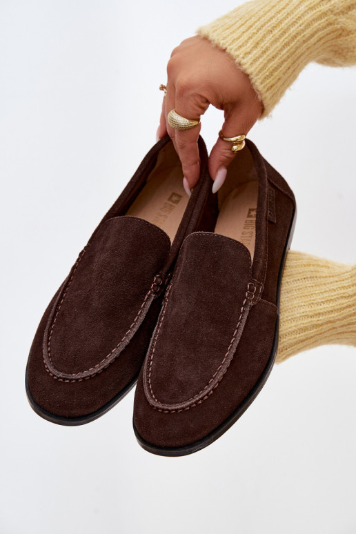 Women's Suede Moccasins Big Star TT274208 Chocolate
