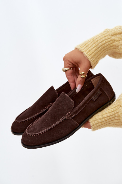 Women's Suede Moccasins Big Star TT274208 Chocolate