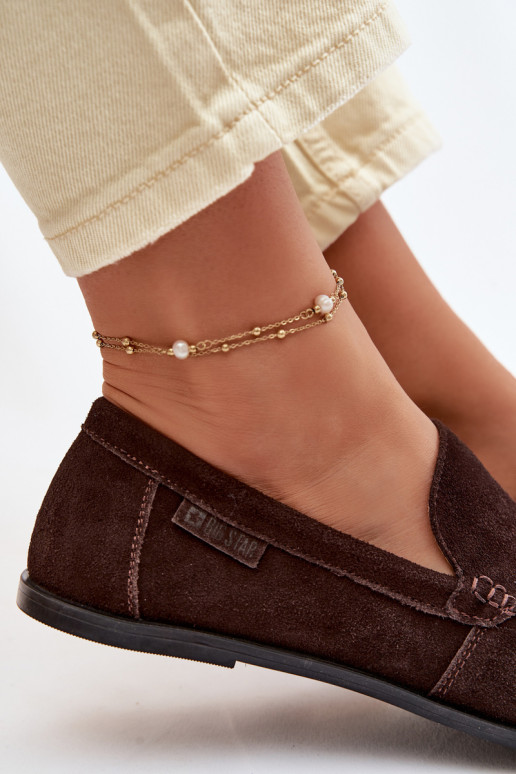 Women's Suede Moccasins Big Star TT274208 Chocolate