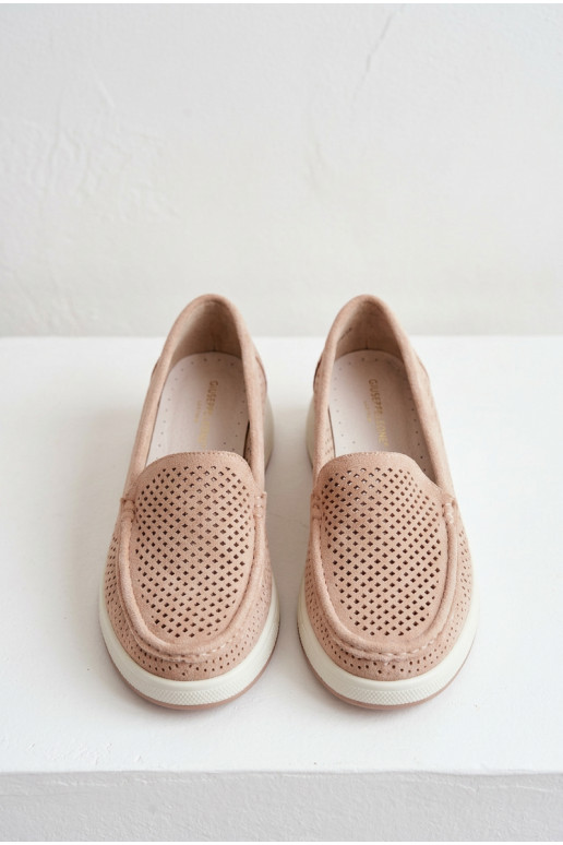Women's Perforated Loafers Sergio Leone MK097H Beige